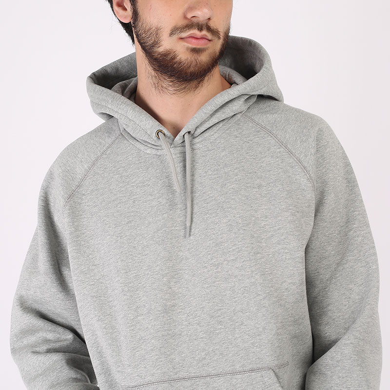 мужская серая толстовка Carhartt WIP Hooded Chase Sweat I026384-grey hth/gold - цена, описание, фото 4